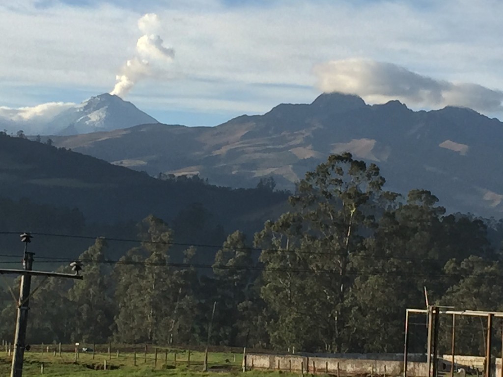 The Cotopaxi volcano spitting ashes