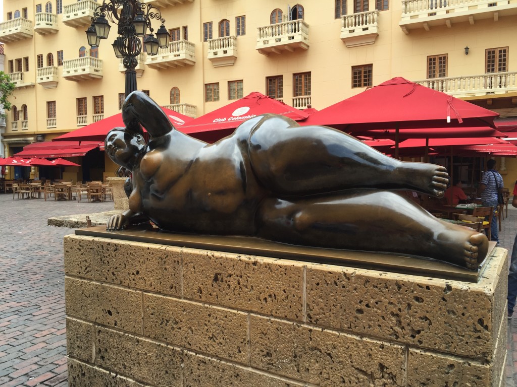 The famous fat lady sculpture in Plaza Santo Domingo