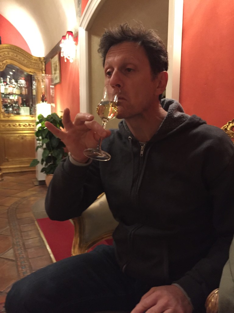 John drinking Becherovka - he looks cute but it tastes nasty
